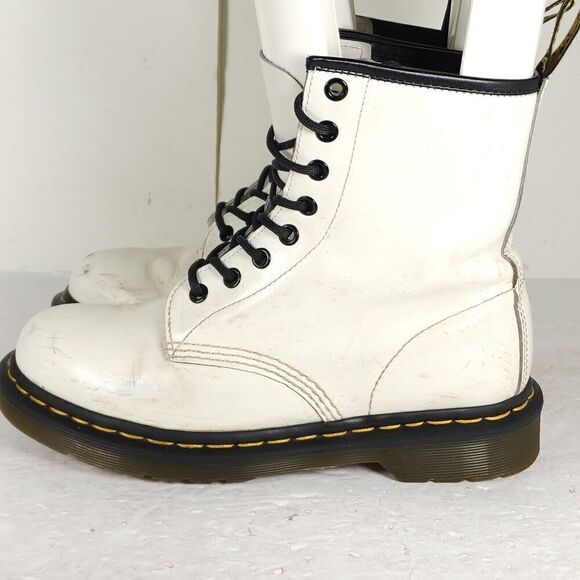 Dr. Martens Women's Pascal US7 White Leather Lace Up Ankle Combat Boots - Picture 2 of 16